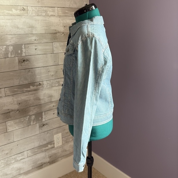 MAX JEANS Blue & White Striped Jean Jacket - Picture 4 of 9